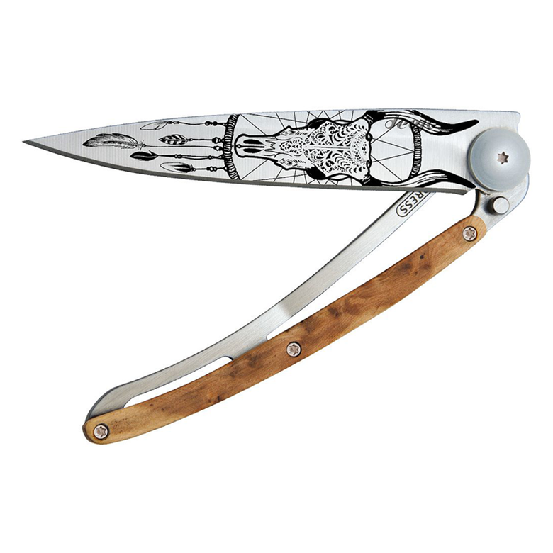 Deejo, 37g, Pocket knife, Titanium, Juniper wood