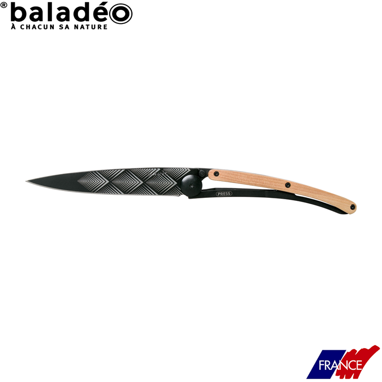 Deejo, 37g, Pocket knife, Black, Juniper wood, Art