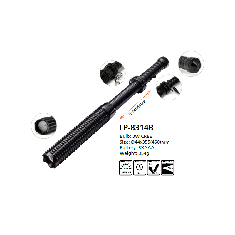 Baseball LED Flashlight Ø 44x355(460) mm
