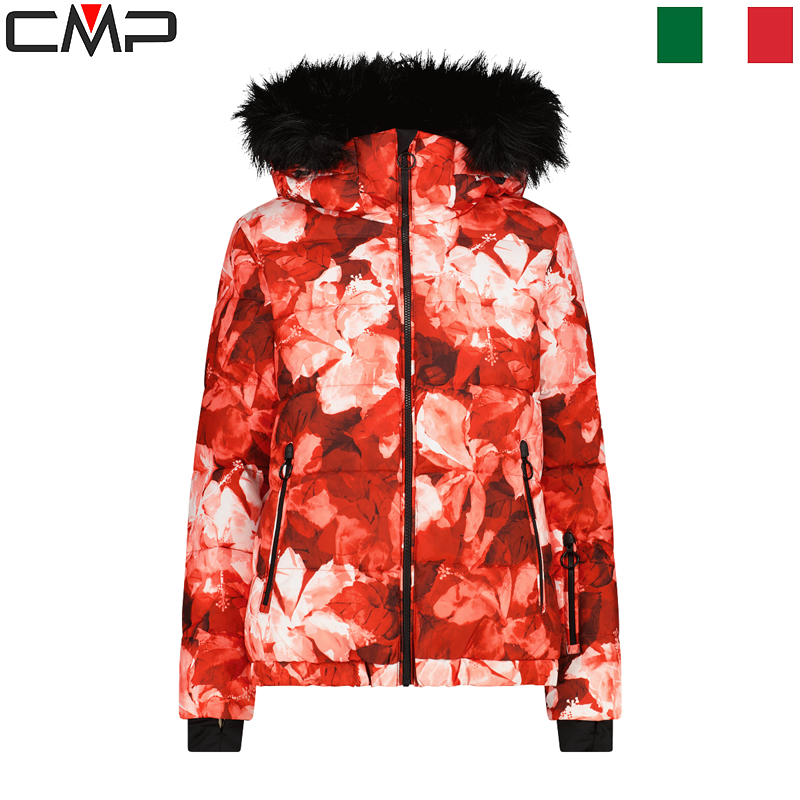 Women's twill ski jacket with faux fur