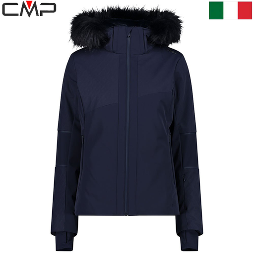 Ski jacket in 4 way stretch fabric with faux fur