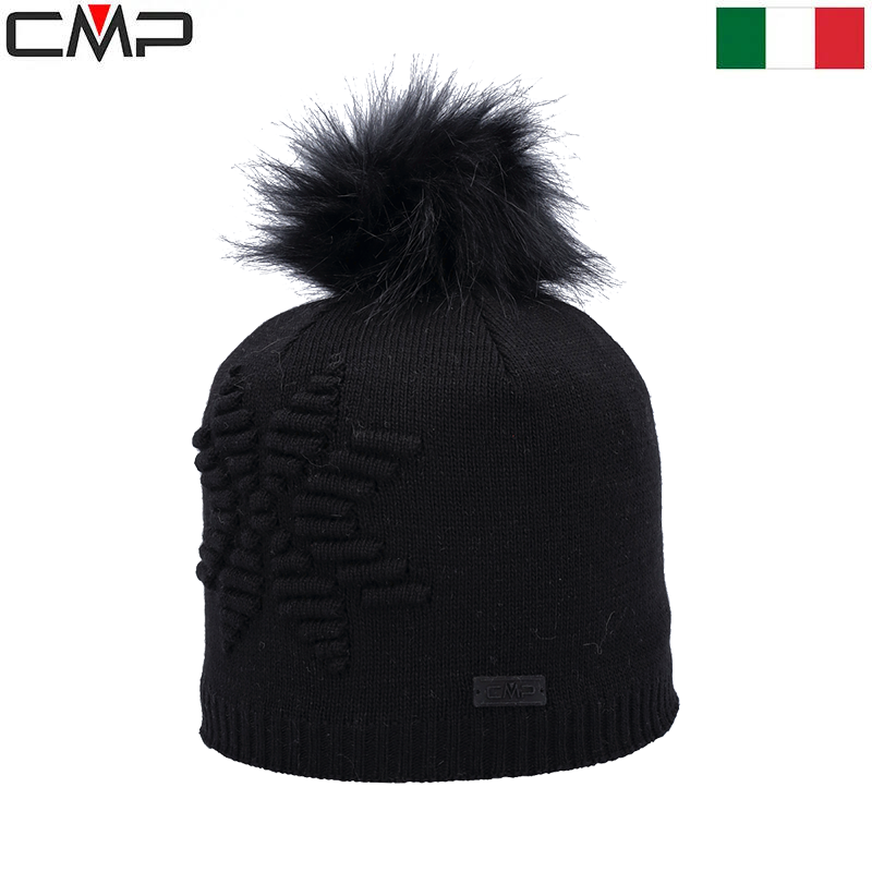 Women's faux fur pom pom cap
