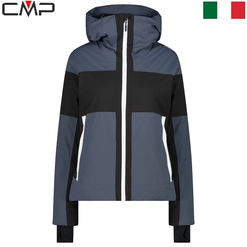 Women's twill ski jacket with fixed hood