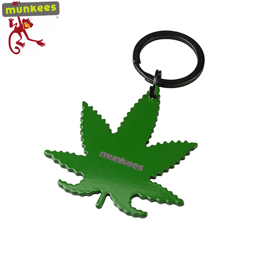 Edelstahl Flaschenöffner Hanfblatt Grün