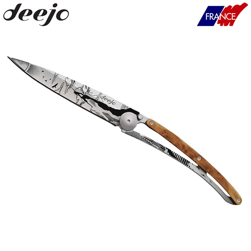 Deejo, 37g, Pocket knife, Titanium, Juniper wood