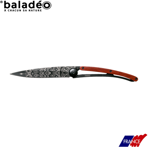 Deejo, 37g, Pocket knife, Black, Coral wood, Manda