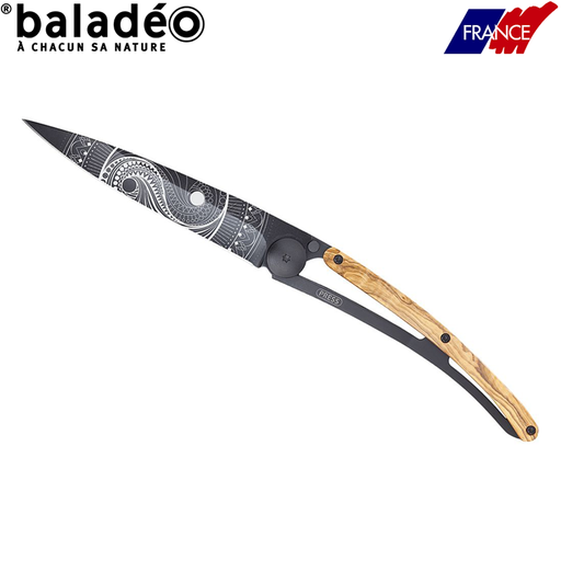 Deejo, 37g, Pocket knife, Black, Olive wood, DEE03