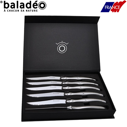 Set of 6 Laguiole steak knives, stainless steel