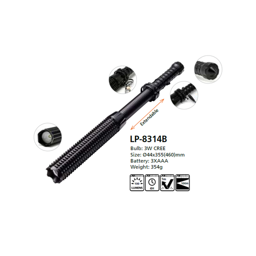 Baseball LED Flashlight Ø 44x355(460) mm