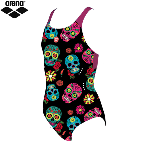Girls' Crazy Skulls Carnival SWIM PRO Back